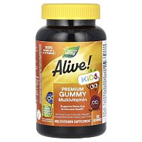 Alive! Kids (мультивитамины для детей) вишня, виноград и апельсин 90 мармеладок (Nature's Way)