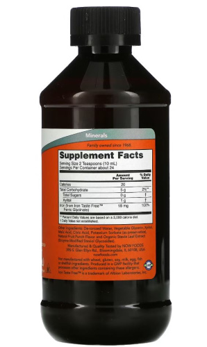 Liquid Iron (Жидкое Железо) 8 FL OZ 237 мл (Now Foods) фото 2
