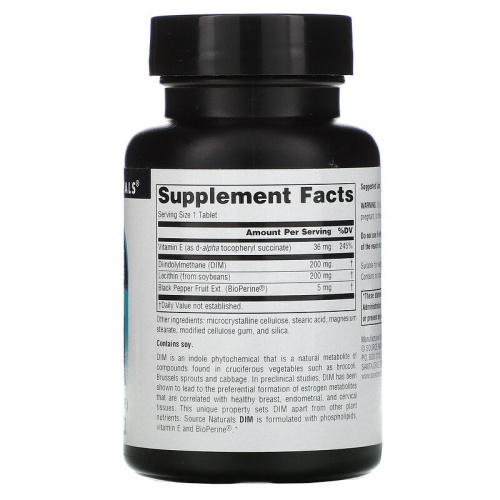 DIM (Дииндолинметан) 200 мг 60 таблеток (Source Naturals) фото 2