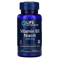 Vitamin B3 Niacin 500 мг (Витамин Б3 Ниацин) 100 капсул (Life Extension)