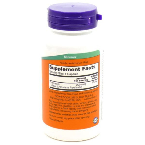 Chromium Picolinate 200 мкг (Пиколинат хрома) 100 вег капсул (Now Foods) фото 2