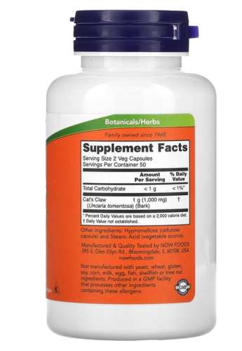 Cat's claw (Кошачий коготь) 500 мг 100 капсул (NOW) фото 2