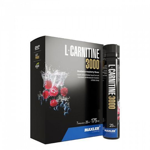 L-Carnitine 3000 mg (Л-Карнитин 3000 мг) 7 ампул по 25 мл (Maxler) срок 06.22