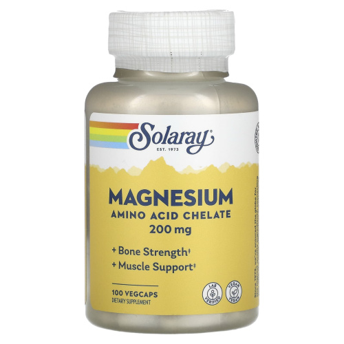 Magnesium Amino Acid Chelate 200 mg (Магний 200 мг) 100 вег. капсул (Solaray) фото 3