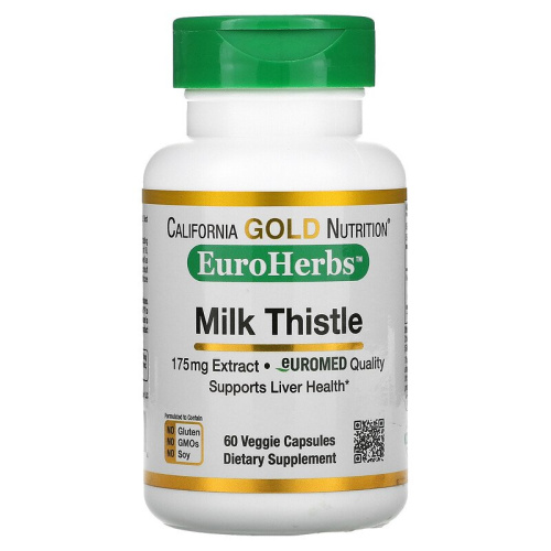Milk Thistle 175 мг (Расторопша) 60 вег капсул (California Gold Nutrition)