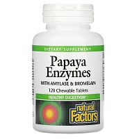 Papaya Enzymes with Amylase and Bromelain (Энзимы Папайи) 120 жевательных таблеток (Natural Factor)