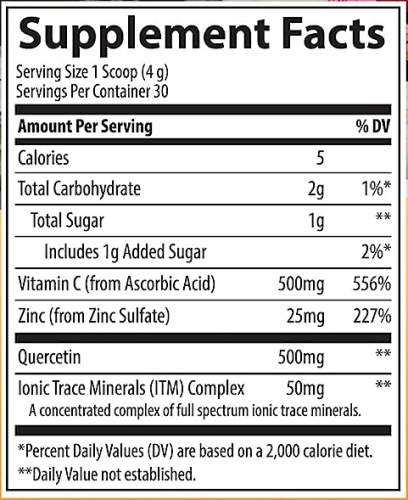 Quercetin + Zinc Powder срок 06.2024 (кверцетин + цинк в порошке) 120 г (Trace Minerals) фото 2