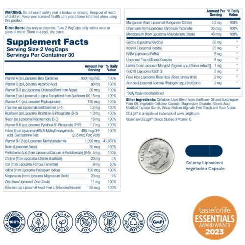 Liposomal Multivitamin Universal (Липосомальные мультивитамины) 60 вег капсул (Solaray)  фото 3