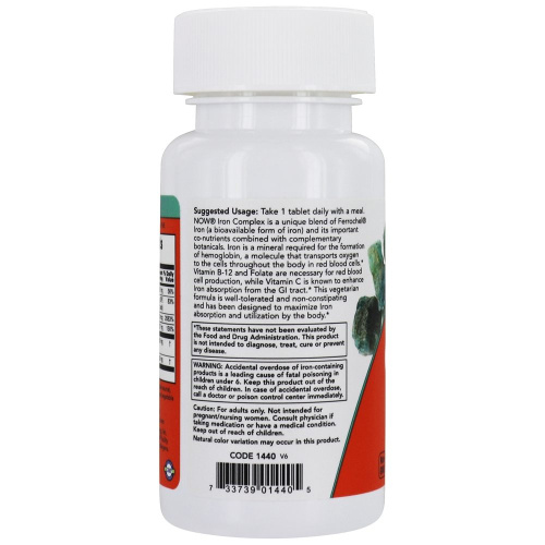 Iron Complex 100 таблеток (Now Foods) фото 3