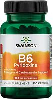 Pyridoxin B6 100 мг (Пиридоксид Витамин Б6 ) 100 капсул (Swanson)