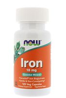 Iron 18 мг (Железо) 120 вег капсул (Now Foods)