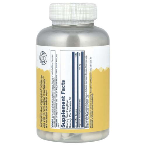 Magnesium Citrate 400 mg (Цитрат магния 400 мг) 180 капсул (Solaray) фото 2