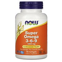 Super Omega 3-6-9 1200 мг 90 капсул (Now Foods)