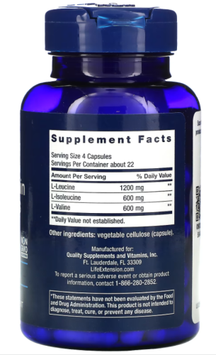 Branched Chain Amino Acids (BCAA) 90 капсул (Life Extension) фото 2