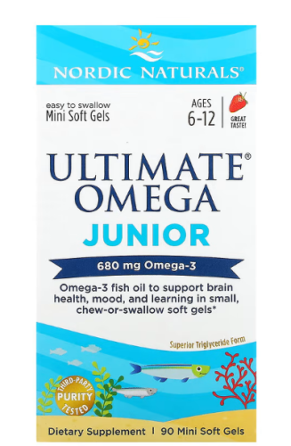 Ultimate Omega Junior (Омега для детей 6-12 лет) клубника 340 мг 90 гел капсул (Nordic Naturals)