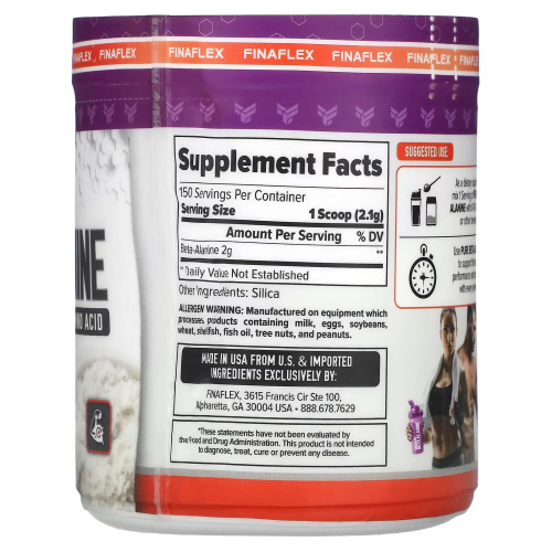 Pure Beta Alanine (Бета-Аланин) 309 г (Finaflex) срок 01/2025 фото 2