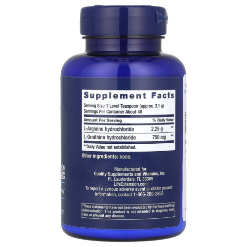 Arginine & Ornithine Powder (Аргинин и Орнитин) 150 г (Life Extension) фото 2