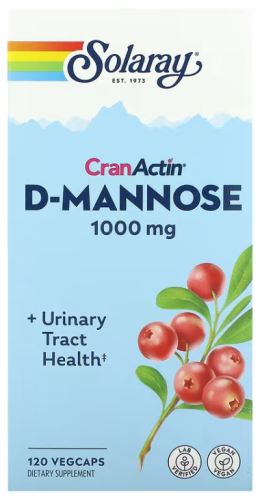 D-Mannose 1000 mg CranActin (D-манноза 1000 мг с экстрактом клюквы) 120 вег капс (Solaray) фото 5