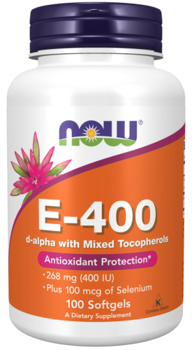 Vitamin E-400 d-alpha with Mixed Tocopherols plus Selenium (Витамин Е) 100 мягких капсул (Now Foods)