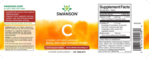 Vitamin C 1000 mg with Bioflavonoids PureWay-C 90 таблеток (Swanson) фото 3