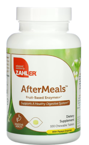AfterMeals Papaya, DGL, Fennel, Ginger (Фруктовые ферменты) 100 жеват таблеток (Zahler)