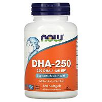DHA  250 мг (Докозагексаеновая кислота) 120 гел капс (Now Foods)