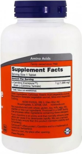 L-Carnitine 1000 мг (Л-Карнитин Тартрат) 50 таб (Now Foods) фото 2