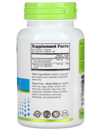 Calcium Magnesium 2:1 (Кальций и магний 250 & 125 мг) 100 капсул (NutriBiotic) фото 3