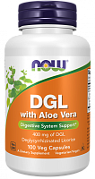 DGL with Aloe Vera (Деглицирризат Корня Солодки с Алоэ Вера) 100 вег капсул (Now Foods)