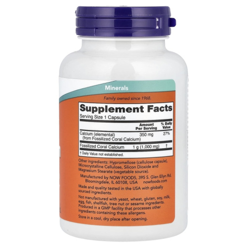 Coral Calcium (коралловый кальций) 1000 мг 100 вег капсул (Now Foods) фото 2
