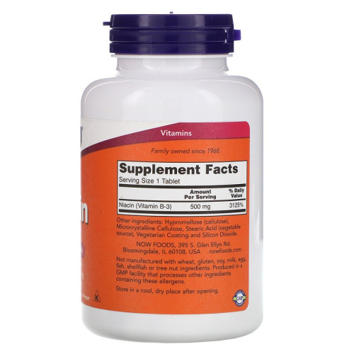 Niacin SR 500 мг (Ниацин) 250 таблеток (Now Foods) фото 2