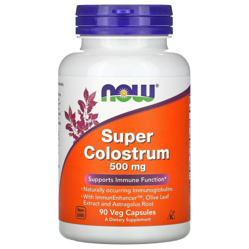 Super Colostrum 500 мг (Супер Молозиво) 90 вег капсул (Now Foods)