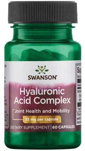 Hyaluronic Acid Complex 33 mg срок 04.2024 (комплекс гиалуроновой кислоты 33 мг) 60 капсул (Swanson)
