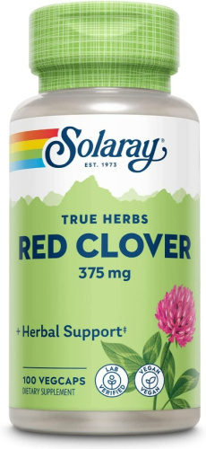 Red Clover 375 мг (красный клевер 375 мг) 100 вег капсул (Solaray)