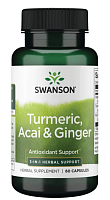 Turmeric, Acai & Ginger (куркума, асаи и имбирь) 60 капсул (Swanson)