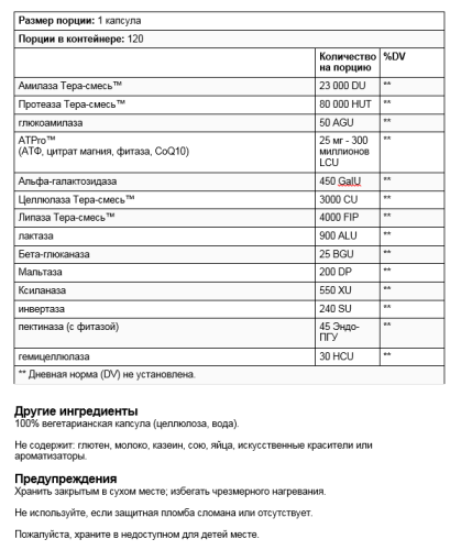 Digest Gold with ATPro (Пищеварительные ферменты) 120 капсул (Enzymedica) фото 3