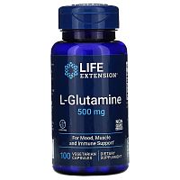 L-Glutamine 500 мг (L-Глутамин) 100 вег капсул (Life Extension)