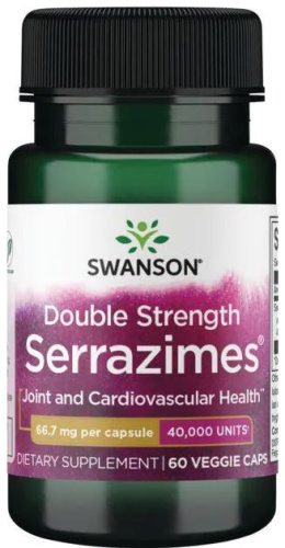 Serrazimes 66.7 mg 40 0000 units (40 000 ед серратиопептидазной активности) 60 вег капсул (Swanson)
