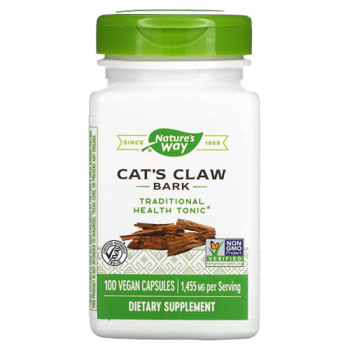 Cats Claw Bark 1455 мг (Кошачий Коготь кора) 100 вег капсул (Nature's Way)