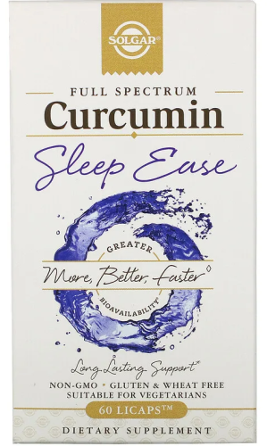 Full Spectrum Curcumin SLEEP EASE (КУРКУМИН, ГАМК, МЕЛАТОНИН) 60 капсул (SOLGAR) Срок 07/22