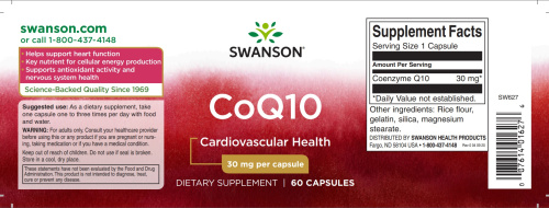 CoQ10 30 mg (Коэнзим Q10 30 мг) 60 капсул (Swanson) фото 3