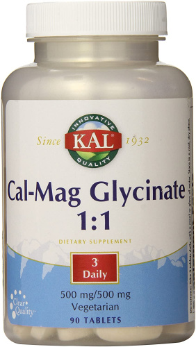 Cal-Mag Glycinate 1:1 500 мг (Кальций и Магний Глицинат) 90 таблеток (KAL)