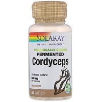 Organic Grown Fermented Cordyceps (Органический ферментированный гриб Кордицепс) 500 мг (Solaray)