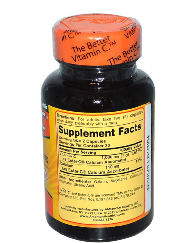 Vitamin C Ester-C 500 мг 60 капсул (American Health) фото 2