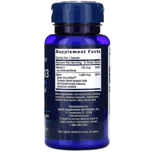 Vitamin D3 5000 IU with Sea-Iodine (Витамин Д-3 плюс Йод) 60 капсул (Life Extension) фото 2