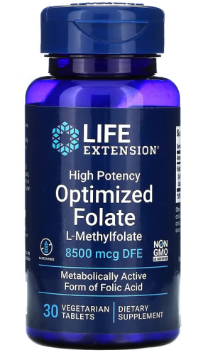 High Potency Optimized Folate 8500 мкг (L-метилфолат) 30 вег таб (Life Extension)