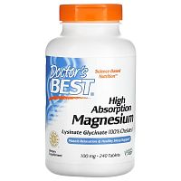 Magnesium Lysinate Glycinate 100% Chelated 100 мг 240 таблеток (Doctor`s Best)