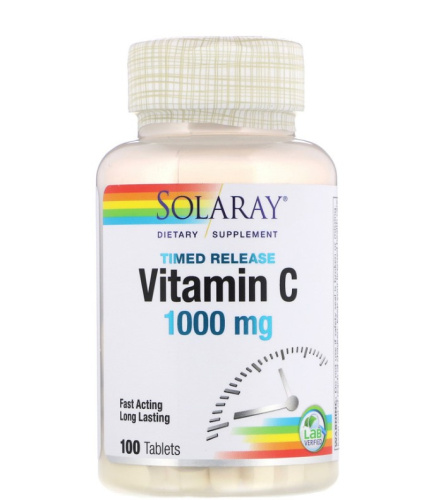 Vitamin C 1000 mg TR with Rose Hip & Acerola (Витамин C 1000 мг) 100 таблеток (Solaray) фото 5