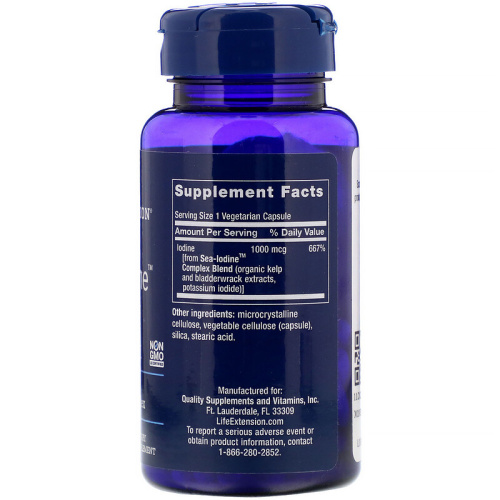 Sea-Iodine 1000 мкг (Йод) 60 вегетарианских капсул (Life Extension) фото 2