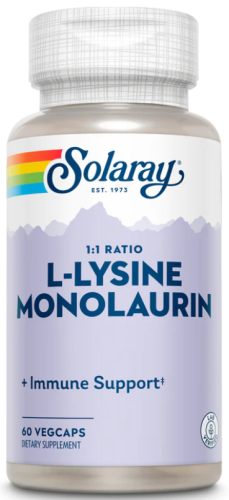 L-Lysine Monolaurin 500 mg 1:1 RATIO (L-Лизин 500 мг Монолаурин 500 мг) 60 вег капсул (Solaray)